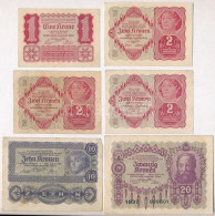 Ausztria 1922. 1K + 2K (3x) + 10K + 20K T:VF,F Austria 1922. 1 Krone + 2 Kronen (3x) + 10 Kronen + 20 Kronen C:VF,F - Ohne Zuordnung