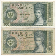 Ausztria 1969. 100Sch (I. Kiadás) (2x) T:F,VG Egyik Közepén Apró Ly. Austria 1969. 100 Schilling (1st Issue) (2x) C:F Sp - Sin Clasificación