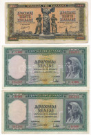 Görögország 1939. 1000Dr (2x) + 1942. 5000Dr T:F Greece 1939. 1000 Drachmai (2x) + 1942. 5000 Drachmai C:F - Ohne Zuordnung