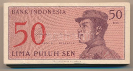 Indonézia 1964. 50s (100x) Sorszámkövető Sorozatokkal T:UNC-XF Indonesia 1964. 50 Sen (100x) With Consecutive Serials C: - Non Classificati