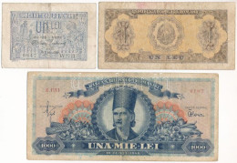 Románia 1919. 1L + 1948. 1000L + 1952. 1L T:F,VG Romania 1919. 1 Leu + 1948. 1000 Lei + 1952. 1 Leu C:F,VG - Sin Clasificación