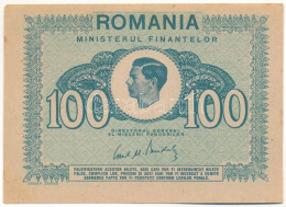 Románia 1945. 100L T:XF Folt, Hajtatlan, Kisebb Gyűrődések Romania 1945. 100 Lei C:XF Spotted, Unfolded, Small Creases K - Non Classés