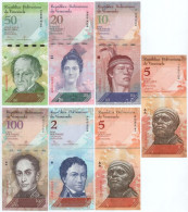 Venezuela 2007-2015. 5 - 100B (7xklf) T:UNC,AU Venezuela 2007-2015. 5 - 100 Bolívares (7xdiff) C:UNC,AU - Ohne Zuordnung