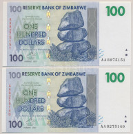 Zimbabwe 2007. 100D (2x) T:UNC Zimbabwe 2007. 100 Dollars (2x) C:UNC - Non Classés