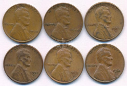 Amerikai Egyesült Államok 1940-1961. 1c Bronz, Cu "Lincoln" (6xklf) T:XF-F Közte Patina, Ph USA 1940-1961. 1 Cent Bronze - Unclassified