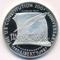 Amerikai Egyesült Államok 1987S 1$ Ag "Az Egyesült Államok Alkotmányának 200. évfordulója" Kapszulában, Tanúsítvánnyal T - Unclassified