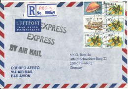 Ghana Air Mail Cover Sent Express To Germany 1996 Topic Stamps - Ghana (1957-...)