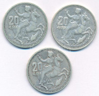 Görögország 1960. 20Dr Ag (3x) T:VF,F Patina Greece 1960. 20 Drachma Ag (3x) C:VF,F Patina - Zonder Classificatie