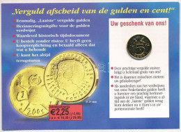 Hollandia 1972. 5c Aranyozott Bronz érme Holland Nyelvű Levelezőlapon T:UNC,AU Netherlands 1972. 5 Cent Gilt Bronze Coin - Unclassified