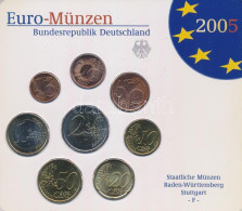 Németország 2005F 1c-2E (8xklf) Forgalmi Szett Műanyag Tokban T:UNC Germany 2005F 1 Cent - 2 Euro (8xdiff) Coin Set In P - Zonder Classificatie
