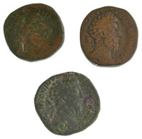 Római Birodalom ~II. Század 3db-os Bronz Sestertius érme Tétel, Benne Antoninus Pius T:F Roman Empire ~2nd Century 3pcs  - Unclassified