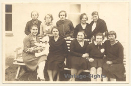 Group Of Females With Teddy Bear (Vintage RPPC 1929) - Jeux Et Jouets