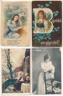 **, * 21 Db RÉGI Zsáner Képeslap Vegyes Minőségben: Hölgyek, Szerelmes Párok / 21 Pre-1945 Postcards In Mixed Quality: L - Unclassified