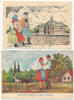 **, * 10 Db RÉGI Magyar Népviseletes Motívum Képeslap Vegyes Minőségben / 10 Pre-1945 Hungarian Folklore Motive Postcard - Sin Clasificación