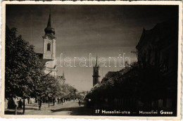 T2/T3 1943 Beszterce, Bistritz, Bistrita; Mussolini Utca / Mussolini Gasse / Street View, Churches - Non Classificati