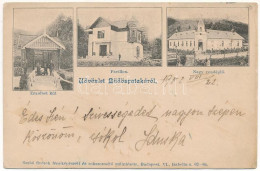 T2/T3 1902 Büdöspataka-fürdő, Bizusa-Bai; Erzsébet Kút, Pavilon, Nagy Vendéglő, étterem. Szabó Fivérek Kiadása / Well, P - Zonder Classificatie