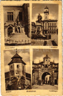 T3 1939 Komárom, Komárno; Városháza, Jókai Szobor, Kőszűz, Új Várkapu, Katonák / Town Hall, Monument, New Castle Gate, S - Non Classés
