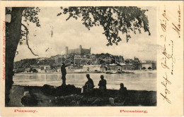 T2/T3 1902 Pozsony, Pressburg, Bratislava; Duna-part, Vár. "Bediene Dich Allein" Kiadása / Danube Riverside, Castle (EK) - Ohne Zuordnung