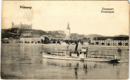 T3 1907 Pozsony, Pressburg, Bratislava; Dunapart, Gőzhajó, Vár / Donauquai / Danube River, Steamship, Castle (EM) - Non Classés