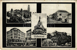 T2/T3 Ungvár, Uzshorod, Uzhhorod, Uzhorod; Fatemplom, Slovenka, Jaroslav Kolár üzlete / Wooden Church, Shops + "1938 Ung - Non Classificati