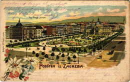 T3 1902 Zagreb, Zágráb; Trg Franje Josipa. R.F. Auer Art Nouveau, Floral, Litho (EK) - Zonder Classificatie