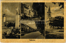 T3/T4 1944 Palánka, Bácspalánka, Backa Palanka; Utcák, Templom, Hősök Szobra. Treuer József Kiadása / Streets, Church, M - Zonder Classificatie