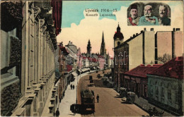 ** T2/T3 Újvidék, Novi Sad; Kossuth Lajos Utca, Villamos. 1914-15 Világháborús Montázs II. Vilmos Császár, Ferenc József - Sin Clasificación