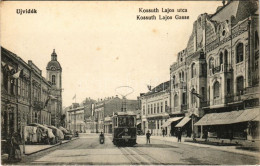 ** T2/T3 Újvidék, Novi Sad; Kossuth Lajos Utca, Villamos, Piac, Menrath Bútorház üzlete. Hajós Tőzsde Kiadása / Street,  - Non Classificati