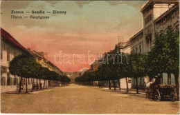 * T2/T3 Zimony, Semlin, Zemun; Fő Utca. Vasúti Levelezőlapárusítás 376. / Hauptgasse / Main Street (EK) - Non Classificati