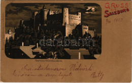 T2/T3 1903 Salzburg, Festung Hohensalzburg / Castle At Night. Litho (EK) - Unclassified