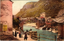 T3 1909 Mostar, Römerbrücke, Hum Im Hintergrunde, Radobolia Quelle / Bridge (EB) + "K. UND K. MILIT. POST MOSTAR" - Unclassified