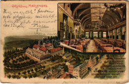 T4 1903 Mariánské Lázne, Marienbad; Grosse Halle Im Café & Restaurant Egerländer. Litho (EM) - Non Classificati