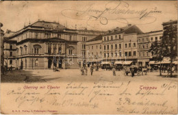 T2/T3 1903 Opava, Troppau; Oberring Mit Theater / Street View, Theatre, Café, Shops Of Glassner, J. Feitzinger, Girschek - Non Classificati