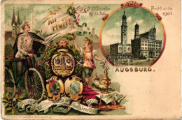 * T3 1901 Augsburg, Officielle Festkarte, XVI. Congress Der Allgem. Radfahrer Union D.T.C. / XVI. Congress Of The Genera - Zonder Classificatie
