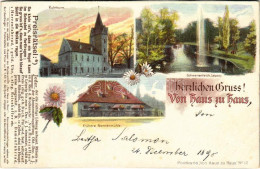 * T4 1898 (Vorläufer) Leipzig, Kuhturm, Schwanenteich, Frühere Nonnenmühle. Postkarte "Von Haus Zu Haus" No. 12. Floral  - Zonder Classificatie