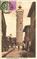 T2/T3 1929 Castellazzo Bormida, Torre Orologio / Street View, Bicycle, Clock Tower. TCV Card (EK) - Non Classés