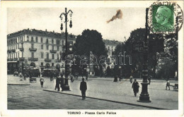 T2/T3 1931 Torino, Turin; Piazza Carlo Felice / Street View, Tram. TCV Card (fl) - Sin Clasificación