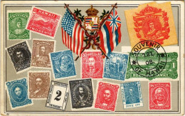 ** T2/T3 Hawaii. Set Of Hawaiian Stamps, Coat Of Arms, Flags. Published By The Island Curio Co. Jas. Steiner (Honolulu)  - Unclassified