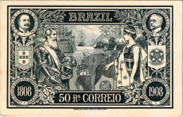 ** T2/T3 Brazil, 50 Reis Correio, 1808-1908 Centenario Da Abertura Dos Portos, D. Carlos I. Rei De Portugal, Afonso Penn - Non Classificati