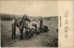 T2/T3 1913 Sátort Verünk. Magyar Rotophot 677. / Hungarian Boy Scouts Pitching A Tent (gyűrődés / Crease) - Ohne Zuordnung