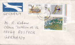 South Africa Air Mail Per Lugpos Label 1996? Cover Brief ROSTOCK Germany Hare Olympic Games Corner Margin Gerard Sekoto - Lettres & Documents