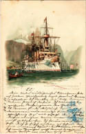 T2 1898 (Vorläufer) Kaiserliche Marine Kreuzer Kaiserin Augusta Norwegischer Fjord. Meissner & Buch Marinepostkarte Seri - Non Classificati