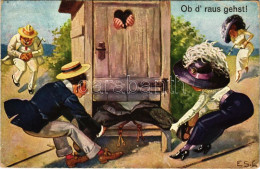 T3/T4 1926 Ob D' Raus Gehst! / Foglalt Pottyantós, Humor / Garden Toilet Humour (fa) - Sin Clasificación