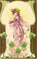 T2/T3 1902 Art Nouveau Lady. Floral, Emb. Litho (EK) - Ohne Zuordnung