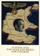 ** T2/T3 1938 März 13. Ein Volk, Ein Reich, Ein Führer! / Adolf Hitler, NSDAP German Nazi Party Propaganda, Map, Swastik - Ohne Zuordnung