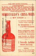 ** T2/T3 Serravallo's China-Wein Mit Eisen / Serravallo Féle Vasas China-bor Reklámlapja Hátoldalon Velencei Litho / Vin - Unclassified