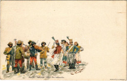 ** T2/T3 Huszár Toborzó. Ezredéves Kiállítás Emléklap. Posner Károly és Fia / Danse Des Hussards / Hussars. Litho + Barn - Sin Clasificación