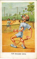 T2/T3 Célt Tévesztett Labda, Tenisz Humor / Tennis Humour Art Postcard S: Kaszás Jámbor (kis Szakadás / Small Tear) - Ohne Zuordnung