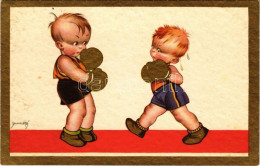 T2/T3 1943 Boxing Boys. Degami 2203. Artist Signed (fl) - Unclassified
