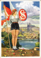 T2/T3 1938 X. Vsesokolsky Slet Praha / 10th Sokol Meeting In Prague. Sokol Sports Movement Advertisement Card, Patriotic - Non Classés